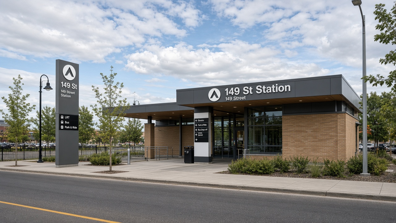 Deallumen station exterior on 149 St in Edmonton